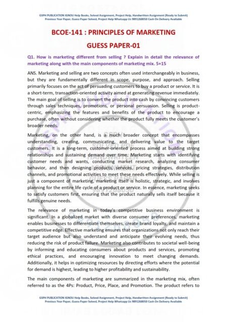 IGNOU BCOE-141 Guess Paper Solved English Medium