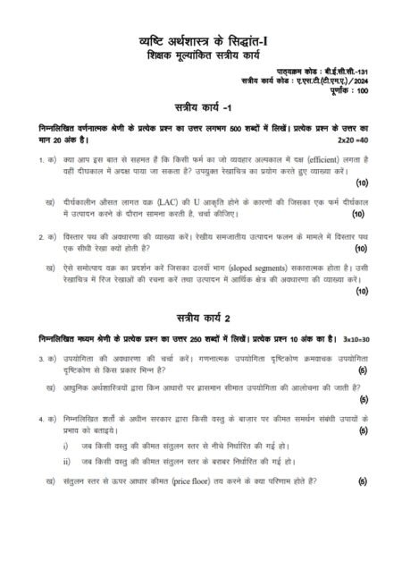 IGNOU BECC-131 Solved Assignment January 2024 Hindi Medium