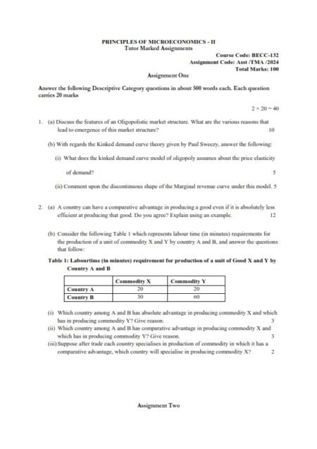 IGNOU BECC-132 Solved Assignment January 2024 English Medium