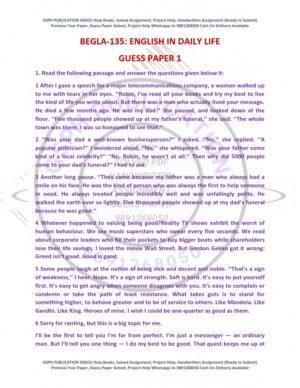IGNOU BEGLA-135 Guess Paper Solved English Medium
