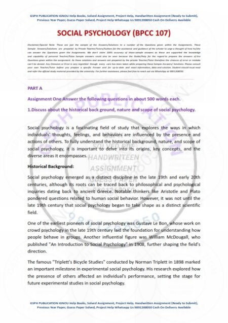 IGNOU BPCC-107 Solved Assignment Jan 2024 English Medium
