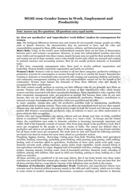 IGNOU MGSE-009 Guess Paper Solved English Medium