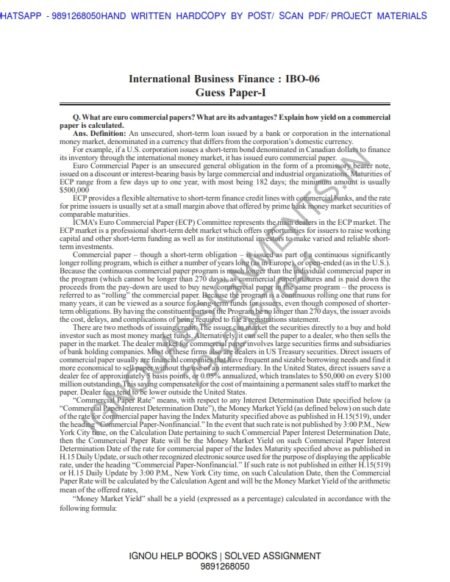 IGNOU IBO-006 Guess Paper Solved English Medium