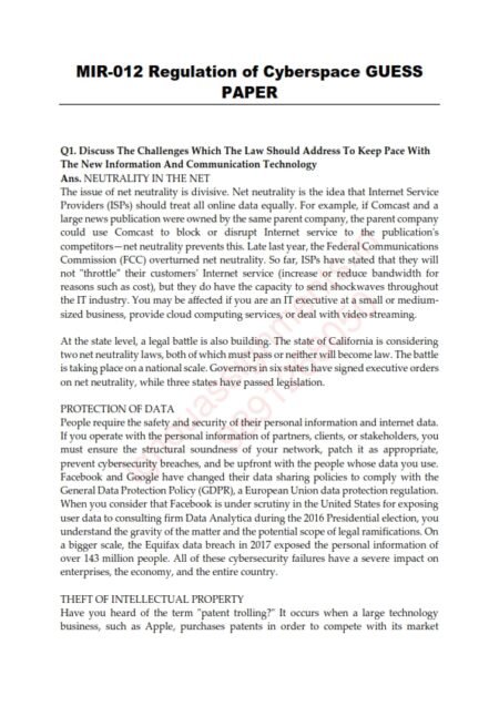 IGNOU MIR-012 Guess Paper Solved English Medium