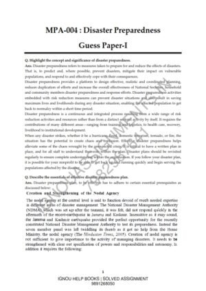 IGNOU MPA-004 Guess Paper Solved English Medium