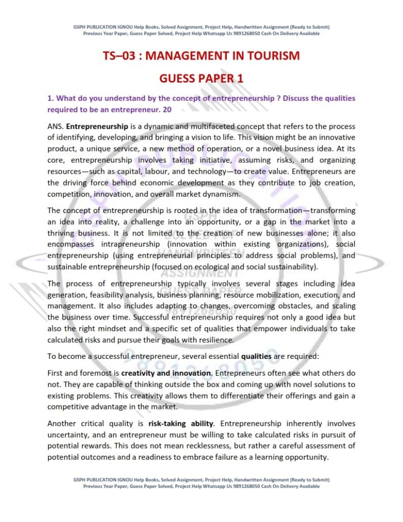 IGNOU TS-03 Guess Paper Solved English Medium