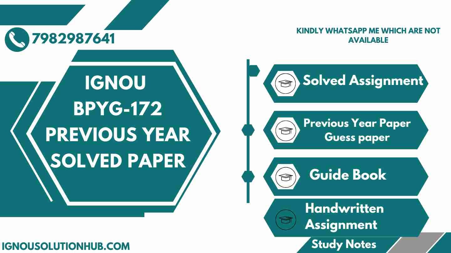 IGNOU BPYG-172 Previous Year Solved Paper