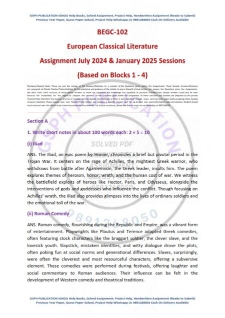IGNOU BECC-102 Solved Assignment 2024-2025 English Medium