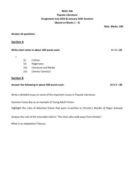 IGNOU BEGC-106 Solved Assignment 2024-25 English Medium