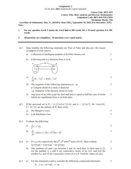 IGNOU BEY-019 Solved Assignment Jan 2024 English Medium