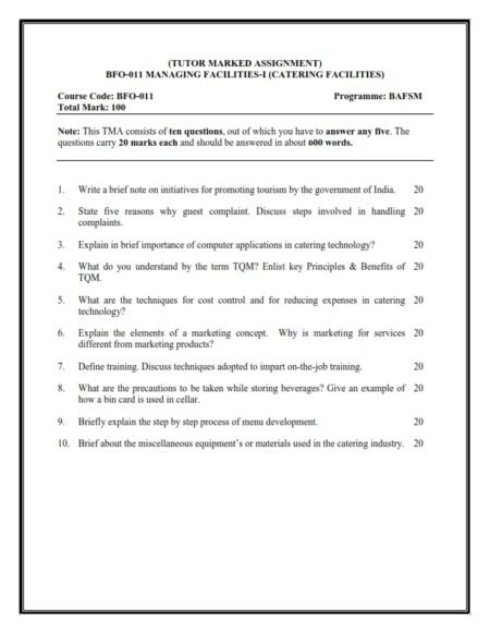IGNOU BFO-011 Solved Assignment 2024 English Medium