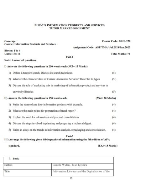 IGNOU BLIE-228 Solved Assignment July 2024 and January 2025 English Medium