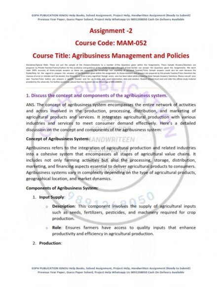 IGNOU MAM-052 Solved Assignment Jan & July 2024 English Medium