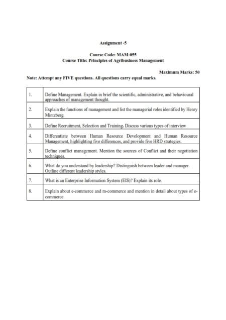 IGNOU MAM-055 Solved Assignment Jan & July 2024 English Medium