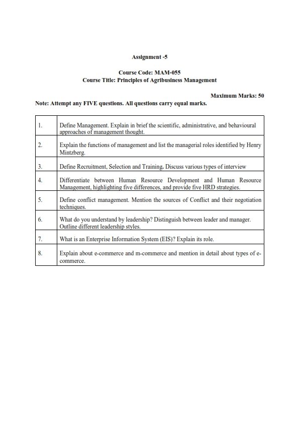 IGNOU MAM-055 Solved Assignment Jan & July 2024 English Medium