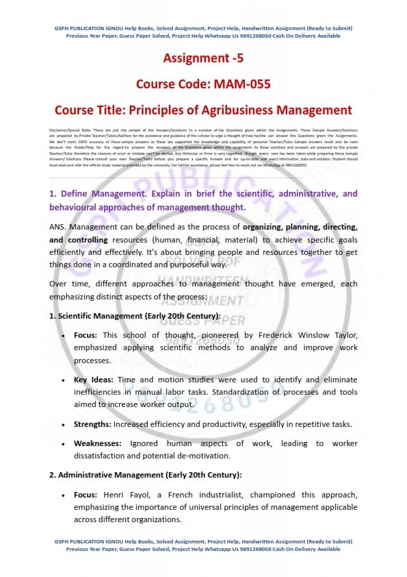 IGNOU MAM-055 Solved Assignment Jan & July 2024 English Medium