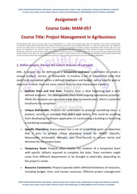 IGNOU MAM-057 Solved Assignment Jan & July 2024 English Medium - Image 2