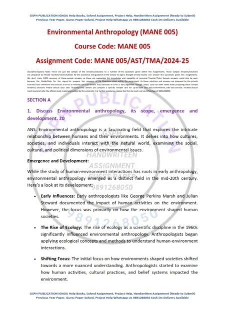 IGNOU MANE-005 Solved Assignment 2024-25 English Medium