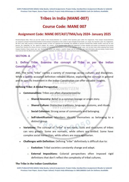 IGNOU MANE-007 Solved Assignment 2024-25 English Medium