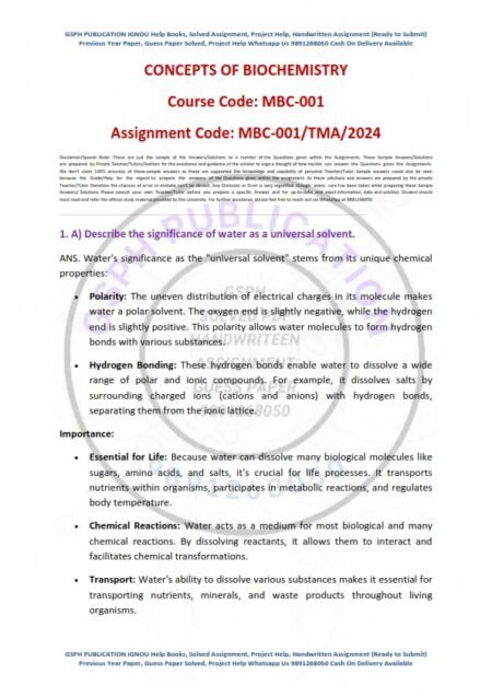 IGNOU MBC-001 Solved Assignment Jan 2024 English Medium