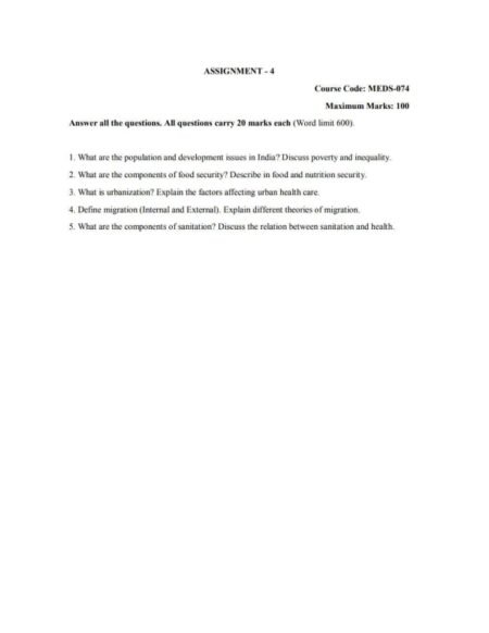 IGNOU MEDS-074 Solved Assignment 2023-24 English Medium