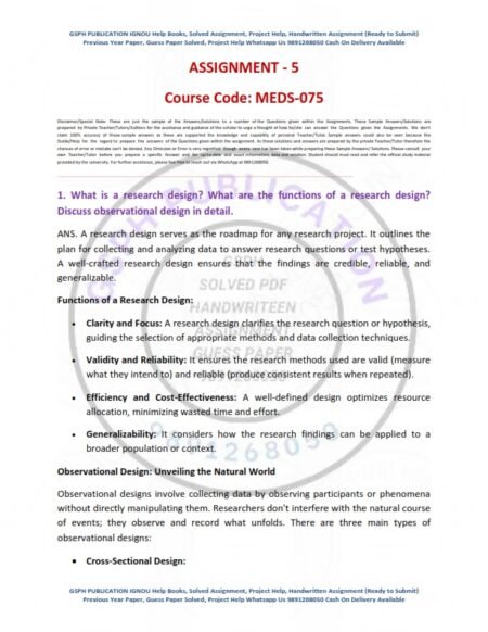 IGNOU MEDS-075 Solved Assignment 2023-24 English Medium