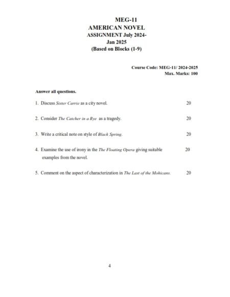 IGNOU MEG-011 Solved Assignment 2024-25 English Medium