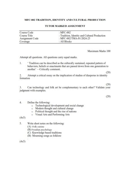 IGNOU MFC-002 Solved Assignment 2024-25 English Medium