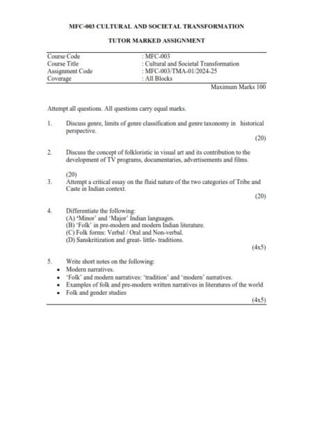 IGNOU MFC-003 Solved Assignment 2024-25 English Medium