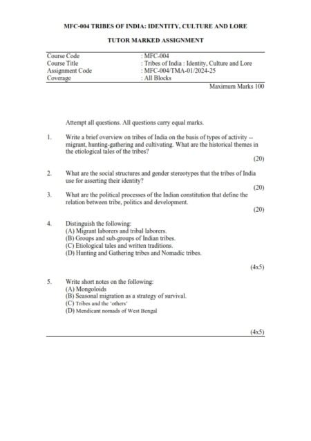 IGNOU MFC-004 Solved Assignment 2024-25 English Medium