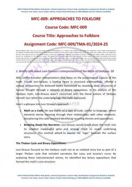 IGNOU MFC-009 Solved Assignment 2024-25 English Medium