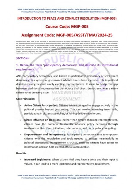 IGNOU MGP-005 Solved Assignment 2024-25 English Medium