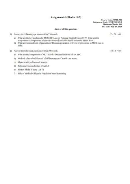 IGNOU MME-301 (1) Solved Assignment 2024 English Medium