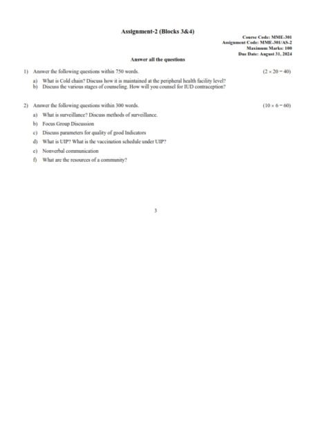 IGNOU MME-301 (2) Solved Assignment 2024 English Medium