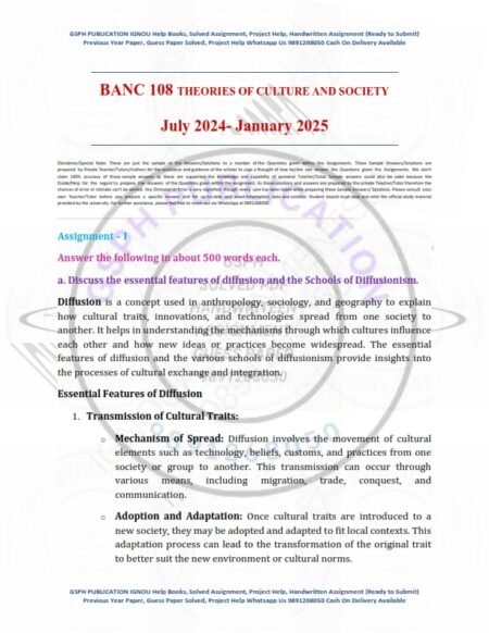 IGNOU BANC-108 Solved Assignment 2024-25 English Medium
