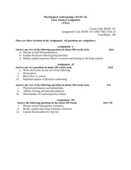 IGNOU BANE-141 Solved Assignment 2024-25 English Medium