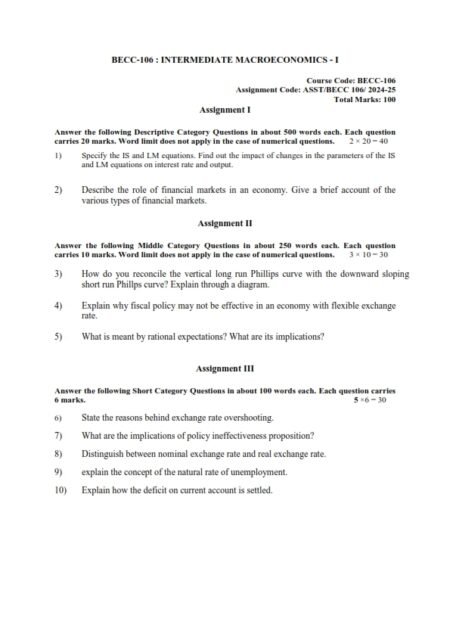 IGNOU BECC-106 Solved Assignment 2024-25 English Medium