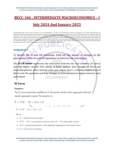 IGNOU BECC-106 Solved Assignment 2024-25 English Medium