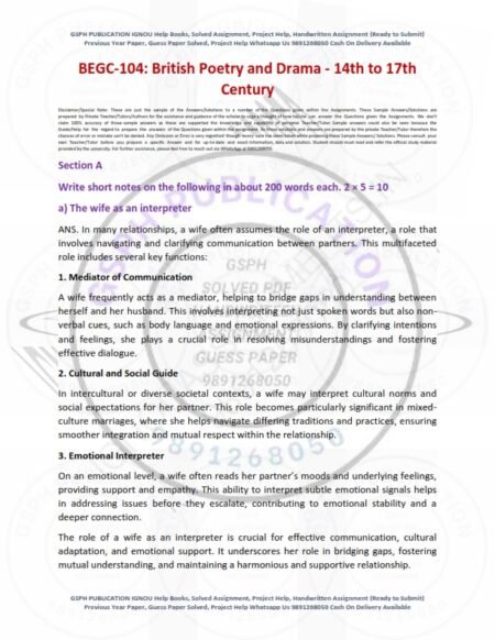 IGNOU BEGC-104 Solved Assignment 2024-25 English Medium