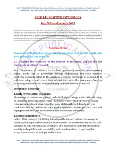 IGNOU BPCE-141 Solved Assignment 2024-25 English Medium