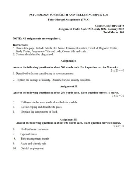 IGNOU BPCG-173 Solved Assignment 2024-25 English Medium