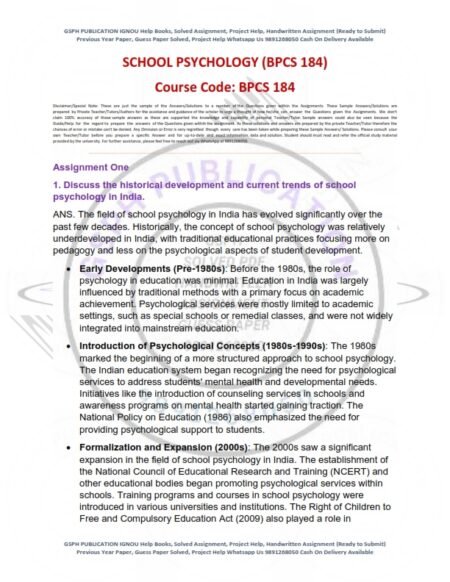 IGNOU BPCE-184 Solved Assignment 2024-25 English Medium