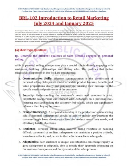 IGNOU BRL-102 Solved Assignment 2024-25 English Medium