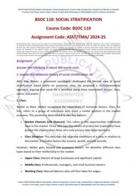 IGNOU BSOC-110 Solved Assignment 2024-25 English Medium