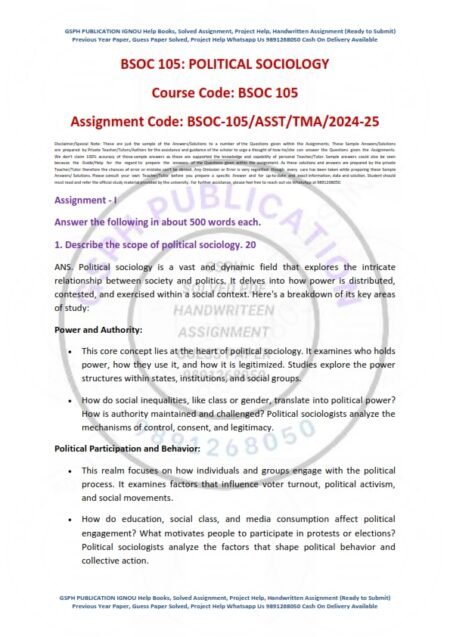 IGNOU BSOC-105 Solved Assignment 2024-25 English Medium