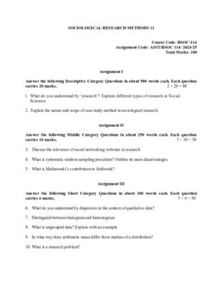 IGNOU BSOC-114 Solved Assignment 2024-25 English Medium