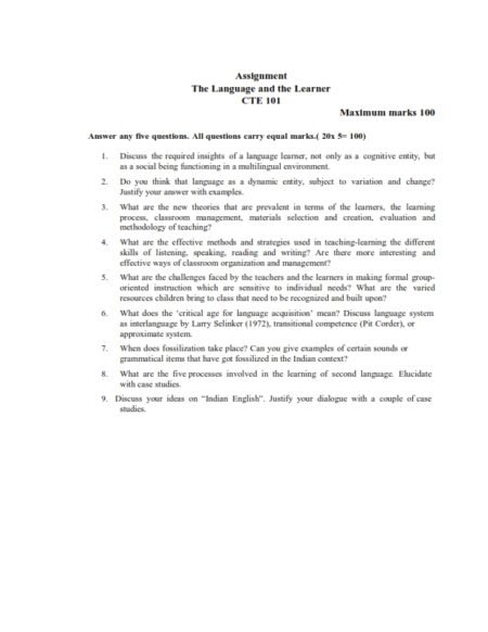 IGNOU CTE-101 Solved Assignment 2024-25 English Medium