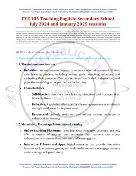 IGNOU CTE-105 Solved Assignment 2024-25 English Medium - Image 2