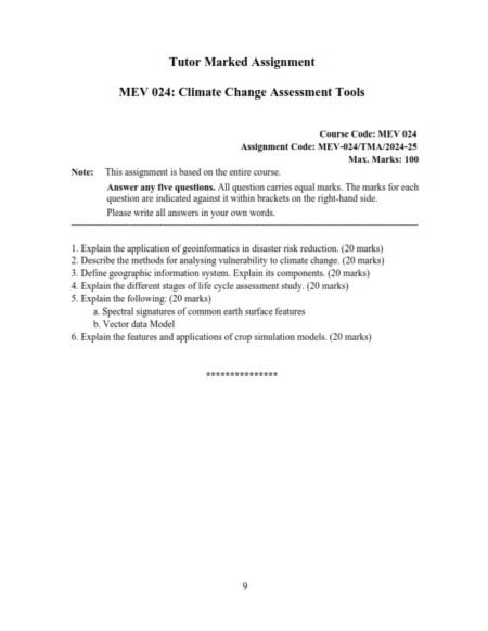 IGNOU MEV-24 Solved Assignment 2024-25 English Medium