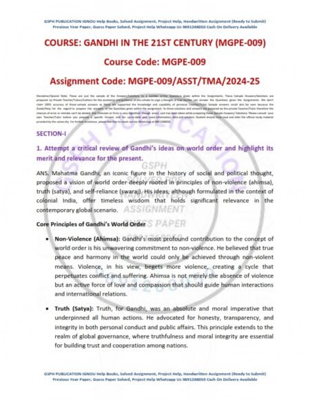 IGNOU MGPE-009 Solved Assignment 2024-25 English Medium